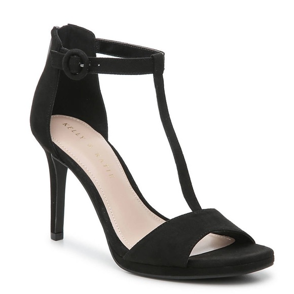 Kelly & Katie Conradd Platform Black Microsuede Sandal‎ Heel Size 8M New - Picture 1 of 4